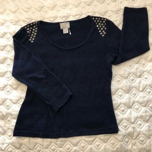 Navy blue sweater with embellishments